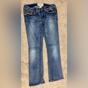 Hydraulic Blue Straight Leg Jeans with Decorative Stitching
